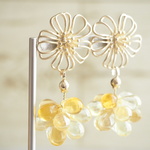 shizuku  ball  gold  flower　ピアス　イヤリング　しずく　お呼ばれ　花　ゴールド