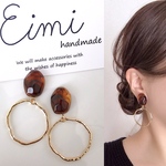 【EIMI】オーバルクリアブラウン×歪みゴールドフープ ＊ ピアス/イヤリング