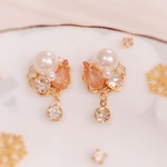 桜色♡ティアドロップ ビジュー ピアス イヤリング