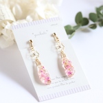 上品に輝くお花ピアス/イヤリング　ピンク
