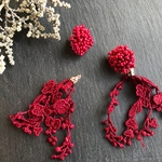 【大人気＊再販】tsubu＊タッセル　レース　イヤリング「赤」