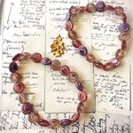 【1連20コセット】czech beads#チェコビーズ 太陽15㎜ lavender mix/copper