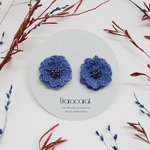 -navy blue-レースフラワーピアス/イヤリング