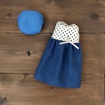 リカちゃん服　ドットのワンピースコーデ