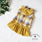 値下げ ◆ 秋冬☆犬服☆【小型犬】マドラスチェック パーカーワンピース 