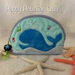 恋するクジラのラウンドポーチ　ハワイアンキルト⑤