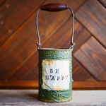 ハンドル付き帆布ラベル缶【BE HAPPY】