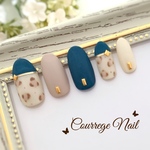 ネイビーブルーのレオパードネイルチップ♡送料無料 No.137