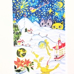 🐱クリスマスカード〜「　White Christmas in Wonderland/2枚入り1セット」