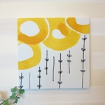 【アウトレット品】イエローサークルのファブリックパネル 30cm×30cm 