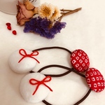 新春《送料無料》シンプル紅白色［着物にもOK］★キッズのヘアゴム(2コセット)