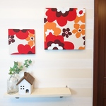 【大小2枚セット】大きなお花（レッド）のファブリックパネル 