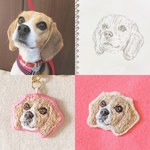 【受注制作】どうぶつの刺繍ブローチ☆ペット／犬／猫 etc…