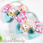 🆕キッズ用✨ゆめかわ♡キャンディハーツ柄リボンのヘアゴム