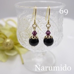 送料無料♯69☆オニキス×スワロスキービーズ☆天然石ピアス（金属ピアス）  ハンドメイド