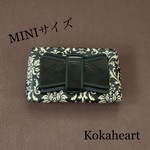 ☆mini☆ウェットティッシュケース☆ダマスク柄ブラック☆リボンビタット
