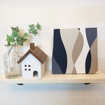 北欧風ウェーブ(ブルー)のファブリックパネル 20×20cm  