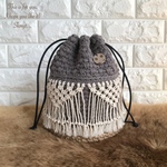 SALEzpagetti × マクラメ 巾着バッグ　ズパゲッティバッグ　ニットバッグ