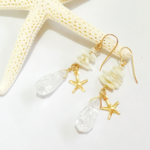 14kgf  クリスタルと珊瑚のピアス