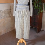 起毛コットンリネンのパンツ ストライプ