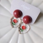 【再販】ドイツヴィンテージハートガラスレッドピアス・イヤリング/CM0008