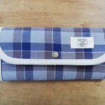長財布〜一点もの/チェック/グレイネイビー/起毛/コットンリネン/布製