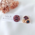 アシンメトリー ボタンピアス イヤリング（117）