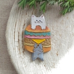 ハンバーガーと猫ちゃん♪ブローチ
