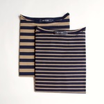 ボーダーバスクシャツ ( camel × navy )