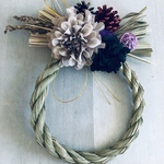  新作♡ダリアの優美で雅やかなお花たちの寿アレンジ　謹賀新年の花飾り☆　しめ縄 しめ縄リース　注連縄　お飾り　お正月お飾り　しめなわ　プリザーブドフラワー 正月飾り