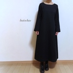 ほっこりAライン ロングワンピース (black)