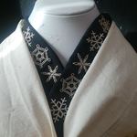 銀糸雪の結晶柄　刺繍半襟