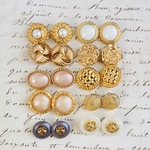 ■ミックスセット⑱■20個入■12-18mm■ビンテージボタン (パールゴールド　ペア)　 [1103-18] アクセサリーに!