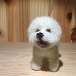 フェルト犬 ビションフリーゼ マルマルさん　<MW244>