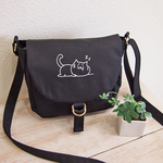 猫柄ショルダーバッグ 黒 ブラック