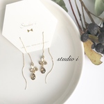 【NEW】flowerパーツ×グレー／チェーンピアス