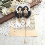 2wayファー三連ボタン ピアス/イヤリング