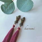 タッセル ボルドー✺ピアス＆イヤリング