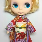ブライス 着物 振袖 リカちゃん着物 振袖 No.159 赤茶