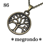 86.ツリーオブライフ、シンプルな生命の樹のネックレス、金古美アンティークゴールド
