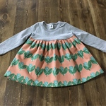  90㎝グレーT×北欧風花柄スカート 切替ワンピース
