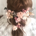 pink 大人モーブピンクな髪飾り　　ドライフラワー　ヘッドパーツ　再販
