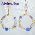 #486フラワーピアス・イヤリング_パープル