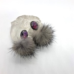 かすみ草とグレーファーのピアス/イヤリング
