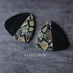 (( 2pcs )) 45×46mm パイソン柄 大ぶり トライアングルチャーム ブラック〔CH-129B〕