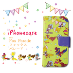 【iPhone5/5s】きつねがいっぱいiPhoneケース『フォックス・パレード』[手帳型アイフォンケース]