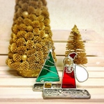 ★SALE★ 3500円→2950円 ガラスのクリスマス ステンドグラス クリスマス サンタ&ツリー