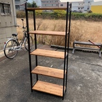 棚 キャビネット 店舗 什器 天然木 艶消しブラック　男前家具　