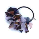 ヘアゴム ＊ハーフシュシュ＊幾何学模様×ラベンダーパープル☆コットンパール付き