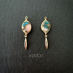 オイスターカッパーターコイズのワイヤーラップピアス/イヤリング